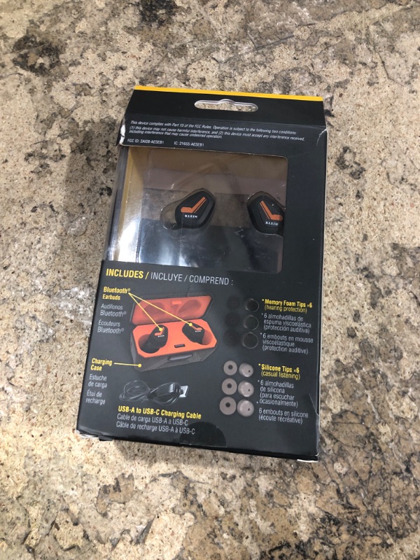 Photo 1 of Klein Tools AESEB1 Bluetooth Jobsite Earbuds, Wireless Hearing Protection Earplugs with 28dB Noise Reduction Rating, 15-Hour Playtime