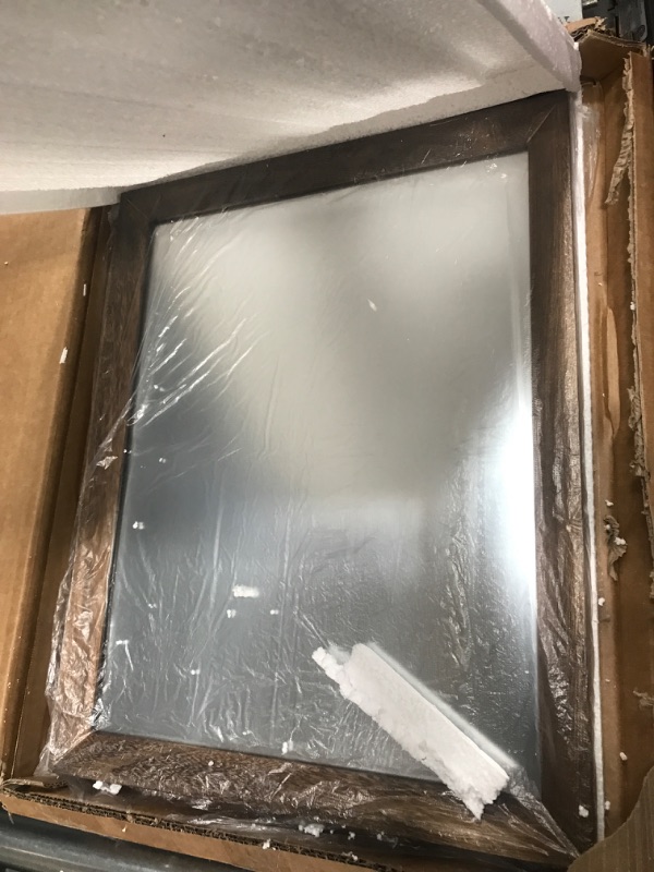 Photo 1 of AAZZKANG Rustic Wood Mirror Rectangle Decorative Wall Mirrors with Frame Large 20"x16"for Bedroom Living Room Bathroom Entryway Hanging Brown