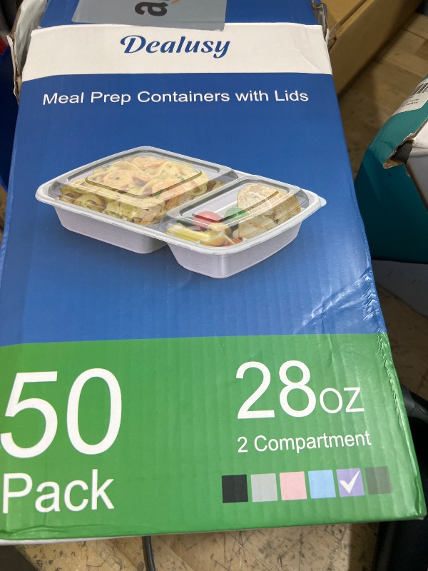 Photo 1 of 50 Pack (100-Piece) 28 oz Meal Prep Containers Reusable with Lids 2-Compartment, Sturdy Leakproof Food Safe, Microwave Freezer Dishwasher Safe, To Go Take Out Plastic Food Storage, Lilac