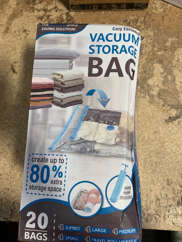 Photo 1 of 20 Pack Vacuum Storage Bags, Space Saver Bags (4 Jumbo/4 Large/4 Medium/4 Small/4 Roll) Compression for Comforters and Blankets, Sealer Clothes Storage, Hand Pump Included