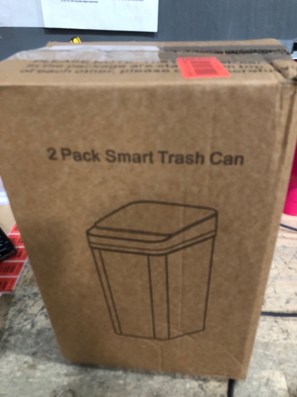 Photo 1 of Anborry Bathroom Automatic Trash Can 2 Pack 2.2 Gallon Touchless Motion Sensor Small Slim Garbage Can with Lid Smart Electric Narrow Garbage Bin for Bedroom Office Kitchen (Black)