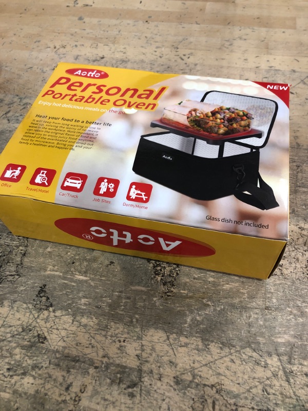 Photo 1 of Aotto Portable Oven, Electric Lunch Box Food Heater - 12V/24V/110V 3-in-1 Car Food Warmer - Mini Personal Microwave Heated Lunch Box Warmer for Car, Truck, Travel, Office & Home Use - Black
