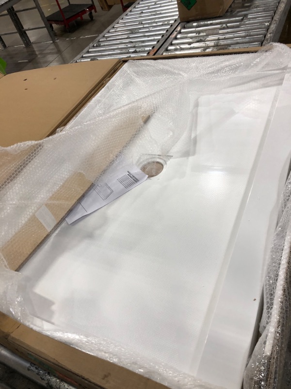 Photo 1 of ACE DECOR Center Drain Shower Base 48" L x 32" W x 4" H Anti-slip Stainless Steel Shower Pan White