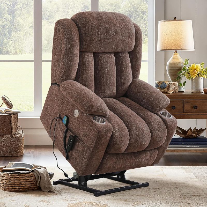 Photo 1 of ***FINAL SALE MISSING BACK OF CHAIR/PARTS ONLY*** Recliner Chair for Adults, Dual Motor Recliner Chair, Power Lift Recliner Chair with Heating and Massage, Recliner Sofa with Infinite Position, USB Ports, Living Room Chairs, Linen, Rust Brown
