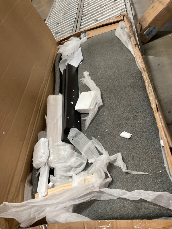Photo 1 of ***FINAL SALE/MISSING PIECES/PARTS ONLY***HomSof Full Size Upholstered Platform Bed with Wood Supporting Feet and Twin Size Trundle, Gray