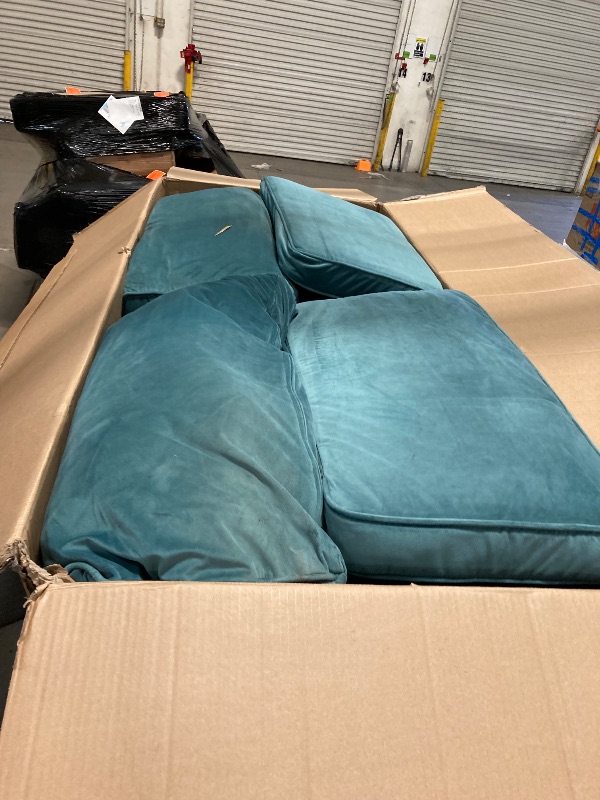 Photo 1 of (used) Modway Kaiya Performance Velvet Sofa, 32 x 71 x 33.5, Sea Blue

