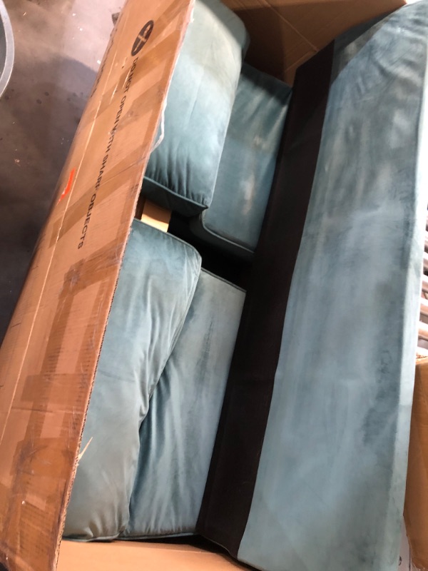 Photo 5 of (used) Modway Kaiya Performance Velvet Sofa, 32 x 71 x 33.5, Sea Blue
