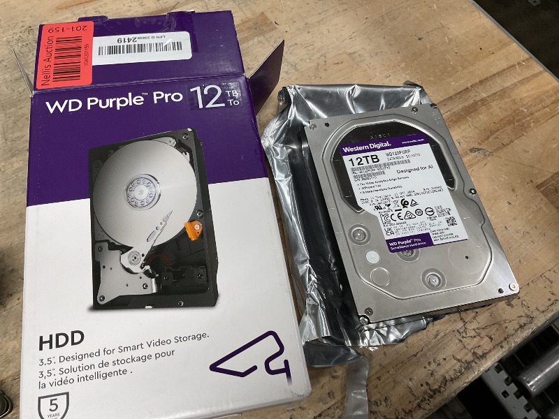 Photo 1 of Western Digital 12TB WD Purple Pro Surveillance Internal Hard Drive HDD - SATA 6 Gb/s, 512 MB Cache, 3.5" - WD122PURP