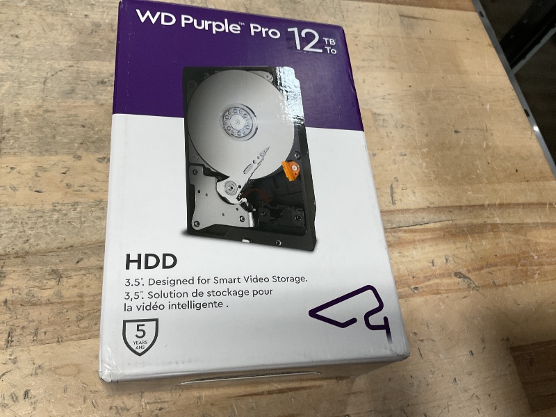 Photo 1 of Western Digital 12TB WD Purple Pro Surveillance Internal Hard Drive HDD - SATA 6 Gb/s, 512 MB Cache, 3.5" - WD122PURP