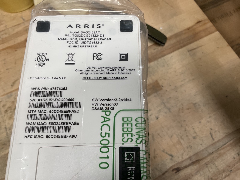 Photo 1 of ARRIS (SVG2482-RB) Cable Modem & Fast Docsis 3.0 AC1750 Dual Band WiFi Router and Xfinity Telephone, Certified for Comcast Xfinity Only plans up to 600 Mbps (Renewed)