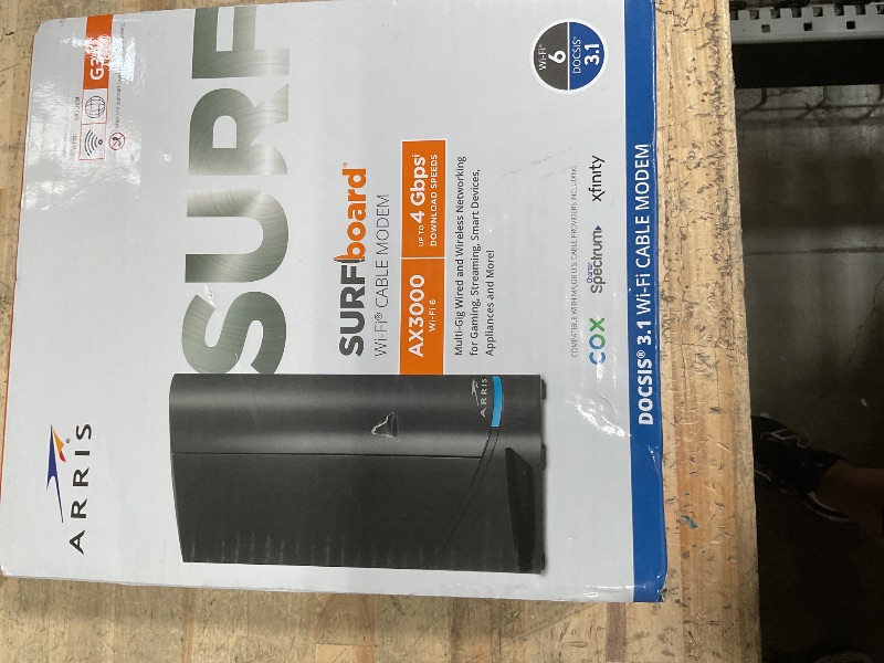 Photo 1 of ARRIS (G34) - Cable Modem Router Combo - Fast DOCSIS 3.1 Gigabit WiFi 6 (AX3000), Approved for Comcast Xfinity, Cox, Spectrum & More, 1 Gbps Max Internet Speeds