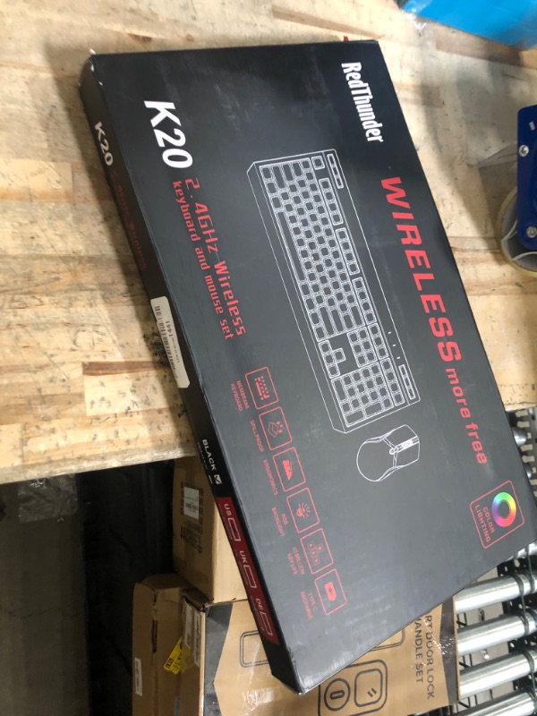 Photo 1 of RedThunder K20 Wireless Keyboard and Mouse Combo, Full Size Anti-Ghosting Keyboard with Multimedia Keys + 7D 4800DPI Optical Mice, Rechargeable RGB Gaming/Office Set for PC Laptop Mac Xbox (Black)