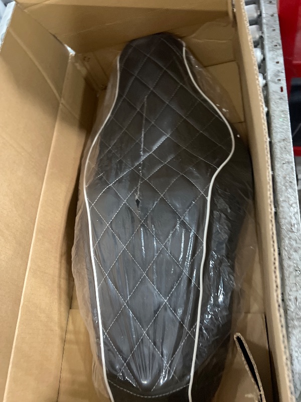 Photo 1 of Black Motorcycle Front Driver Rear Passenger Two Up Leather Seat Cushion for Harley Davidson Sportster Iron 883 SuperLow 1200T XL1200T