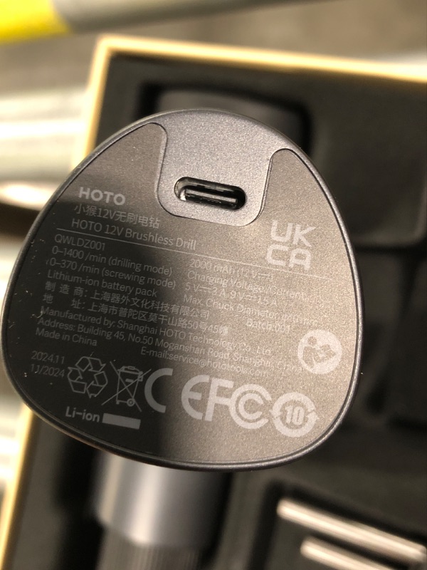 Photo 1 of HOTO Cordless Brushless Drill 12V, LED Display Screen, 30 Precision Gears, 2 Working Modes, 2000mAh Battery, 266 In-lbs (30N·m) Torque, 3/8 Inch Keyless Chuck, 1400RPM, 10 x Bits, 8 x Drill Bits