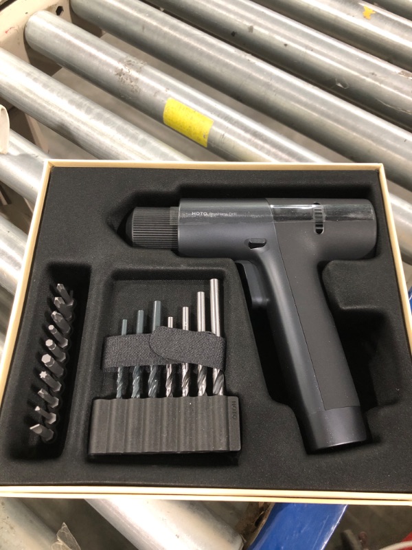 Photo 1 of HOTO Cordless Brushless Drill 12V, LED Display Screen, 30 Precision Gears, 2 Working Modes, 2000mAh Battery, 266 In-lbs (30N·m) Torque, 3/8 Inch Keyless Chuck, 1400RPM, 10 x Bits, 8 x Drill Bits