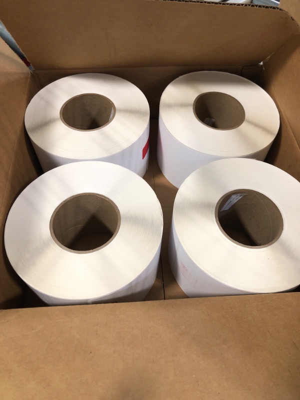 Photo 1 of  4 Rolls 4" x 6" White - Thermal Transfer Labels - 3" Core - Freezer Grade Adhesive
