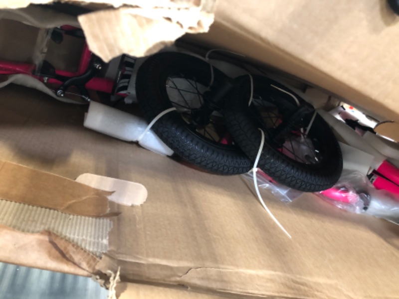 Photo 1 of Mongoose Expo Kick Scooter, BMX-Style Handlebar & Brake Cable Rotor, For Riders Ages 6 and Up, Rear Axle Pegs, 12-Inch Air Tires, Max. Weight of 175 lbs., Pink/Black