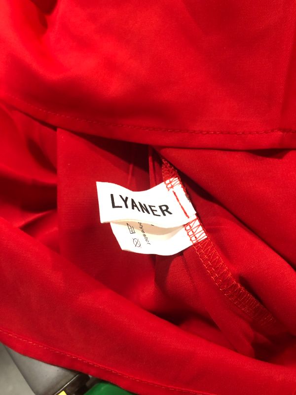 Photo 1 of ***SMALL SIZE, color has a little damage*** LYANER Women's Frill Mock Neck Flounce Long Sleeve Solid Blouse Office Shirt Top Red Small