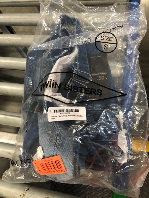Photo 1 of **new tag still attached**
Twiin Sisters Women's Ripped Slim Curve Adjusting Denim Short Overalls Shortalls for Women - Small, Blue