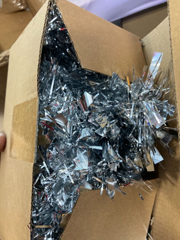 Photo 1 of 50 Ft Silver Christmas Tinsel Garland Xmas Tree Decorations Thick Thin Metallic Twist Garland Ornament Decor Shiny Hanging Christmas Tree Garland Christmas Decoration for Party Holiday Indoor Supplies