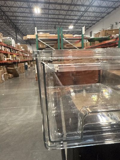 Photo 1 of ***HAS A SMALL CRACK ON ONE BIN***MANO 2Pack Clear Fridge Drawers Pull Out Stackable Refrigerator Drawer Organizer Bins Pantry Storage Box Plastic Food Containers for Kitchen Bathroom Office Closet (Large)