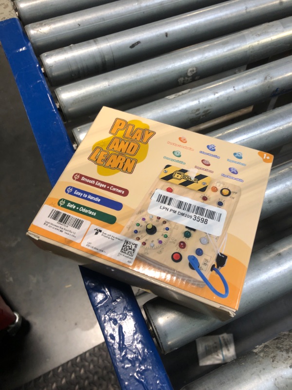 Photo 1 of Iabedi Busy Board,Montessori Toys for 1-3 Years Old, Wooden Toddler Toys, Sensory Travel Toys, Ideal Gift for 1+ Year Old Boys (Busy Board Plus V2), Medium, Yellow