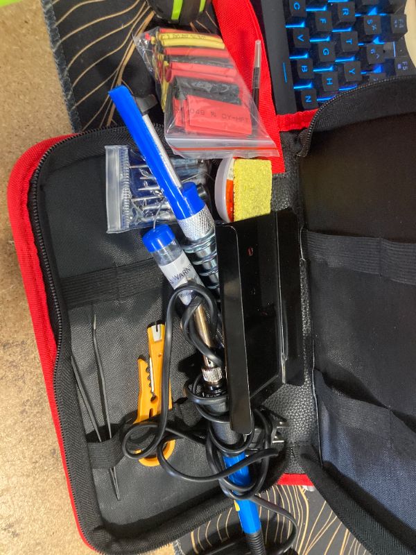 Photo 1 of Soldering Iron Kit, 60W Soldering Iron, 5 Soldering Iron Tips, 21-in-1 Adjustable Temperature, Solder Wire, Stand, Desoldering Pump, Soldering Welding Iron Kit for Electronics Hobby DIY 110V US Plug