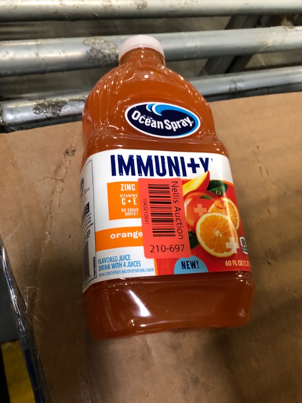 Photo 1 of **EXPIRED 12/17/24** Ocean Spray® Immunity Orange Mango Juice Drink, immunity Support Beverage with Antioxidants Vitamin C, Vitamin E and Zinc, 60 Fl Oz Bottle
