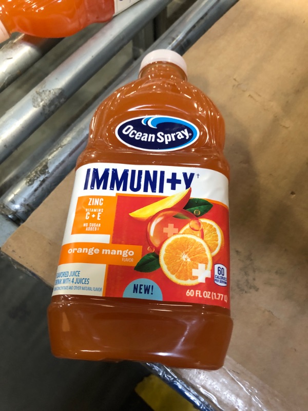 Photo 1 of **EXPIRED 12/17/24* Ocean Spray® Immunity Orange Mango Juice Drink, immunity Support Beverage with Antioxidants Vitamin C, Vitamin E and Zinc, 60 Fl Oz Bottle