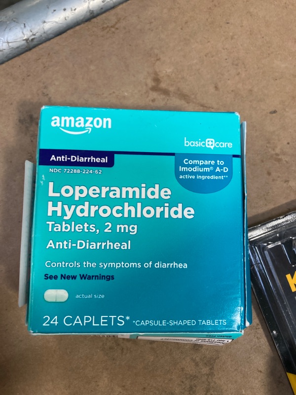 Photo 1 of Amazon Basic Care Loperamide Hydrochloride Tablets, 2 mg, Anti-Diarrheal, 24 Count (Pack of 1) (Packaging may vary)