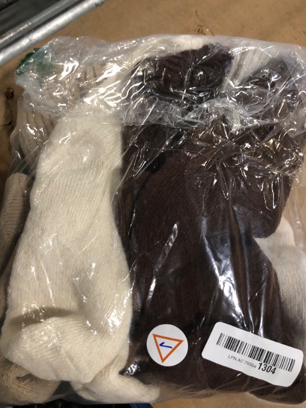 Photo 1 of **ONLY 3**  Wool Socks 6 Pairs Womens Winter Solid Vertical Stripe Thick Warm Boot Socks Home Cozy Crew Thermal Floor Socks
