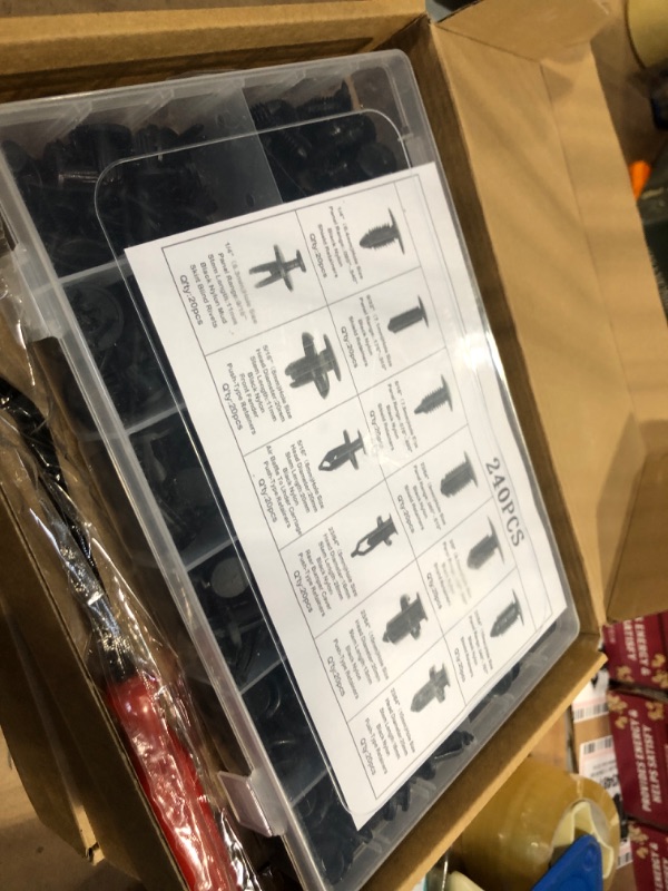 Photo 1 of 240 Pcs Car Plastic Push Pin Rivet Fasteners, Assortment Universal Retainer Clips Push Type Retainers Set in Case with Remover Tool, Replacement for GM Ford Toyota Honda Chrysler, Most Popular Sizes