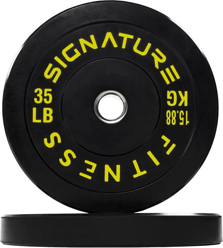 Photo 1 of Olympic Bumper Plates with Steel Hub 2-Inch Weight Plates for Strength Training & Weightlifting, Pairs or Sets or Sets with Barbell
