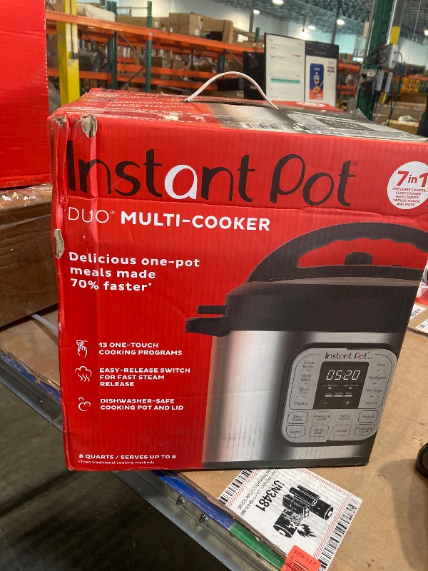 Photo 1 of Instant Pot Duo 7-in-1 Electric Pressure Cooker, Slow Cooker, Rice Cooker, Steamer, Sauté, Yogurt Maker, Warmer & Sterilizer, Includes App With Over 800 Recipes, Stainless Steel, 8 Quart
