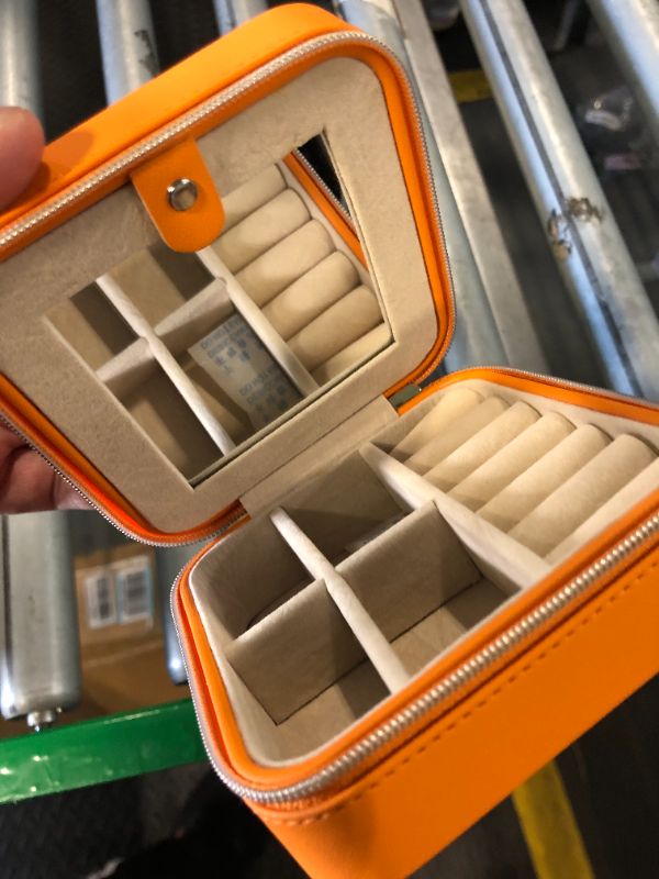 Photo 1 of ***unknown if can open all the way up, item stuck at zip, didn't try force open*** Flayet Jewelry Organizer Box with Mirror, Travel Essentials Jewelry Case Storage for Women Girls, Best Gifts for Daughter, Girlfriend, Mom, Small Jewelry Box to Ring, Neckl