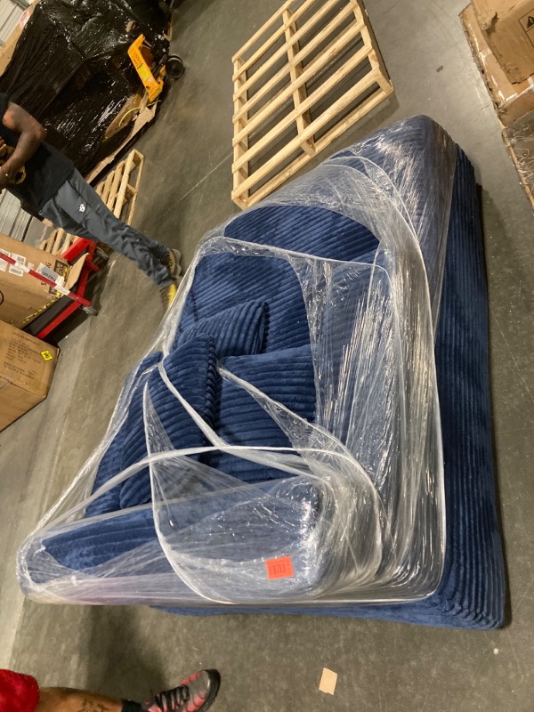 Photo 1 of 49.2" Full Foam Oversized Chaise Lounge Chair Cozy Cloud Couch, Modern Plush Corduroy Upholstered Sleeper Sofa Daybed with 3 Throw Pillows and Wide Armrest for Living Room, No Assembly Required