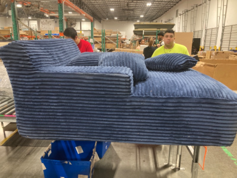 Photo 1 of 49.2" Full Foam Oversized Chaise Lounge Chair Cozy Cloud Couch, Modern Plush Corduroy Upholstered Sleeper Sofa Daybed with 3 Throw Pillows and Wide Armrest for Living Room, No Assembly Required