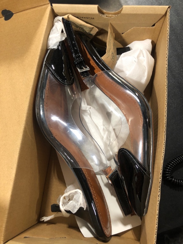 Photo 1 of ***Size 5.5*** Coutgo Womens Slingback Kitten Heels Clear Pumps Cute Heart Pointed Toe Slip On Party Prom Dress Shoes, Black