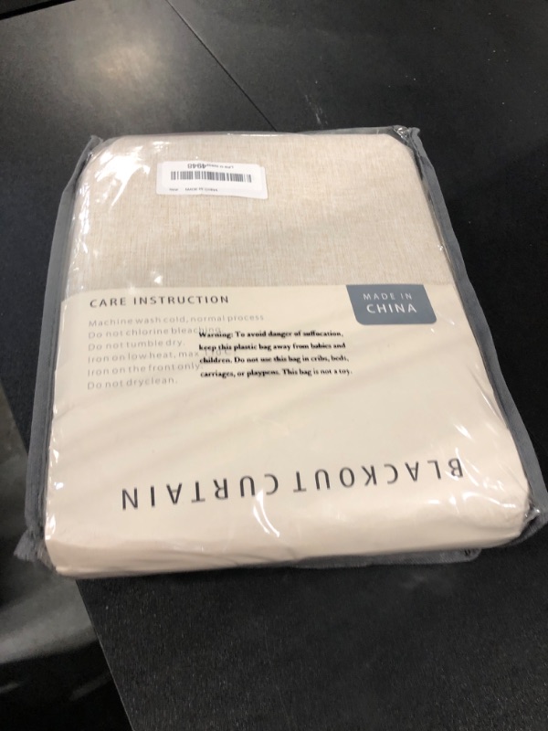 Photo 1 of 100% Blackout Shield Linen Blackout Curtains for Bedroom 96 Inches Long, Back Tab/Rod Pocket Living Room Drapes, Thermal Insulated Blackout Curtains 2 Panels Set, 50" W x 96" L,Cream