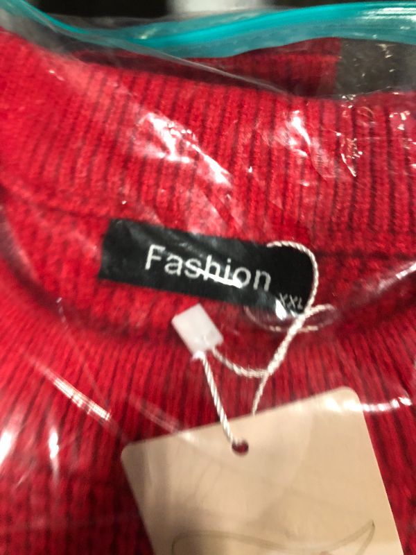 Photo 1 of ***SIZE XXL*** BTFBM Casual Women Fall Sweater 2024 Long Sleeve Ribbed Knit Pullover Loose Crewneck Split Cozy Sweater(Solid Red,XX-Large)