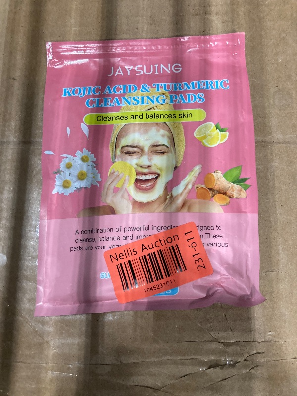 Photo 1 of 60 Pcs Turmeric Pads - Ko jic Ac id and Turmeric Cleansing Pads - Turm eric Scrub Pa ds for Face & Body - Exfoliating, Oil Control, for All Skin Types