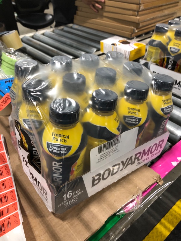 Photo 1 of ****EXPIRED NO RETURN****BODYARMOR Sports Drink Sports Beverage, Tropical Punch, Coconut Water Hydration, Natural Flavors With Vitamins, Potassium-Packed Electrolytes, Perfect For Athletes, 16 Fl Oz (Pack of 12)