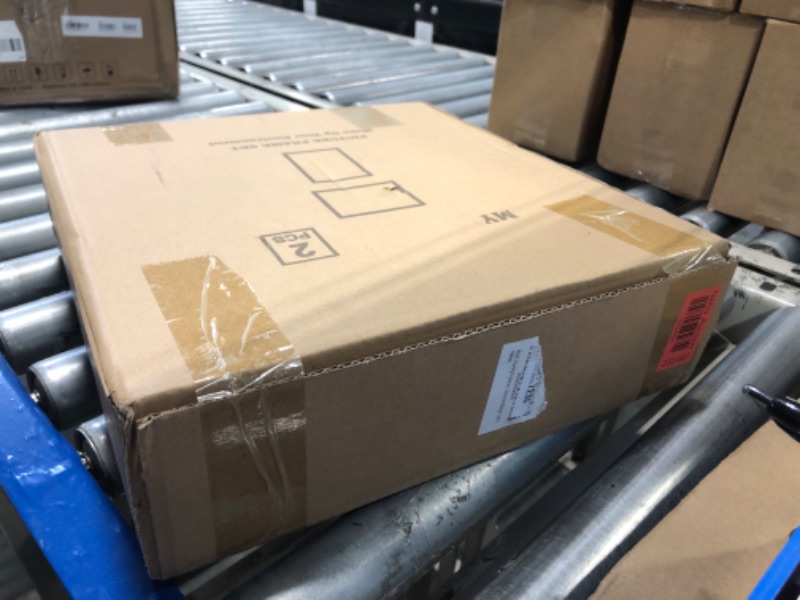 Photo 1 of MUYE 12x12 Floating Frame Distressed Beige White Wood Pattern,Double Glass Square Picture Frame Set of 2 Display Any Size Photo up to 12x12,Wall Mount or Tabletop