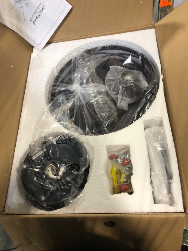 Photo 1 of MISSING FAN BLADES 
Farmhouse Ceiling Fans with Light, 48 Inch Bedroom Ceiling Fan with Lights, 6-Speed Adjustable, Quiet and Reversible DC Motor, 5 Dual Finish Blades, Rustic Caged Ceiling Fan?Oil Bronze [Missing Blades]