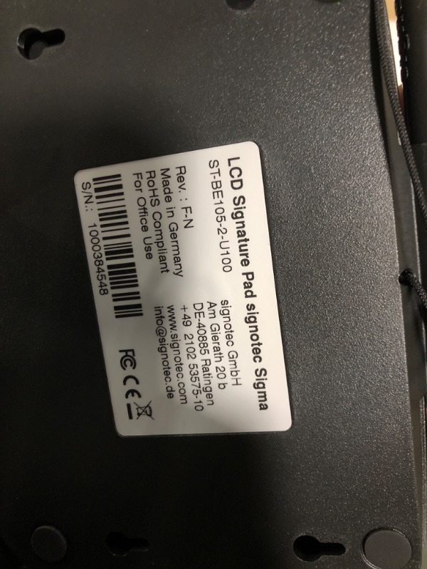 Photo 1 of signotec Sigma 4" Monochrome w/Backlight Signature Pad with Software