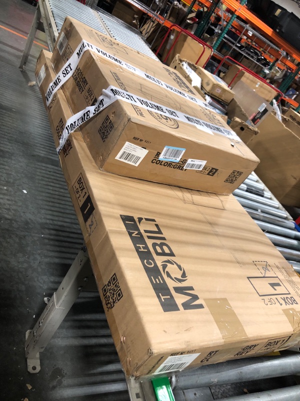 Photo 1 of Techni Mobili 47" Computer Desk with Drawers and Storage, Office Desk with Printer Shelf, Pull Out Shelf and Keyboard Tray, Computer Workstation, Grey