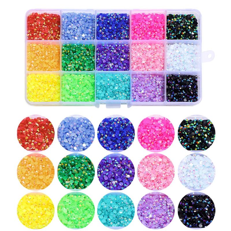 Photo 1 of 15000 Pcs/Box Nail Art Rhinestones,15 Colors 3mm Flat-Bottomed Round Nail Rhinestones Glitter Crystal Gem Rhinestone,DIY Decoration Accessories