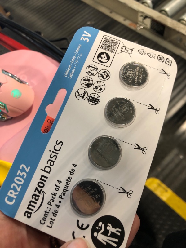 Photo 1 of Amazon Basics 4-Pack CR2032 Lithium Coin Cell Battery, Compatible with AirTag, 3 Volt, Long Lasting Power, Mercury-Free