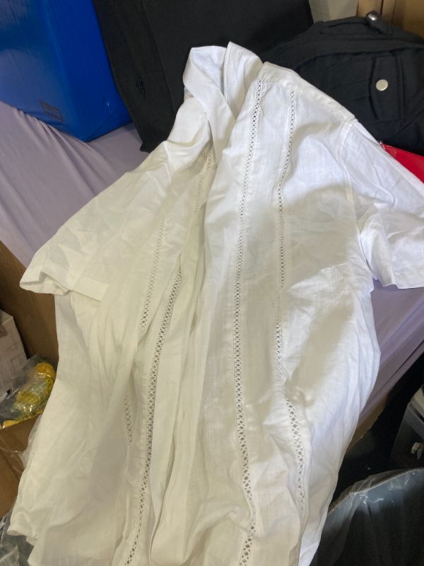 Photo 1 of Alimens & Gentle Men's Cuban Guayabera Shirts Cotton Linen Short Sleeve Button Down Shirts Casual Summer Beach Camp Shirt White xlarge 