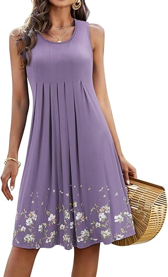 Photo 1 of ***LARGE SIZE*** KILIG Womens Summer Dresses 2025 Casual Pleated Floral A-line Tank Sundress Beach Vacation Cruise Outfits
